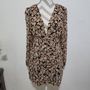 Nasty Gal Floral Mini Dress - Black and Pink